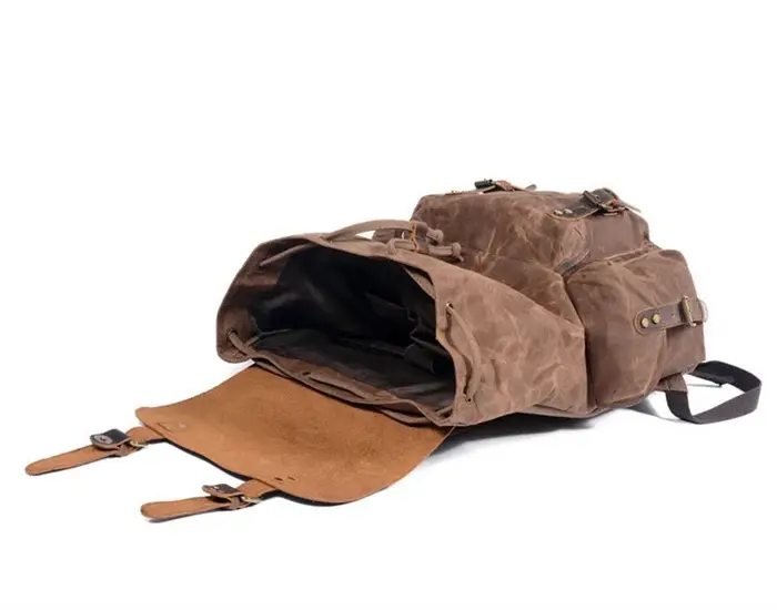 Nesitu – sacs à dos Vintage A4 en cuir véritable et toile cirée pour femmes et hommes