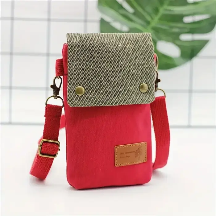 Mini tissu couleur contraste bandoulière sac de téléphone portable femmes petit Simple Vintage épaule sac