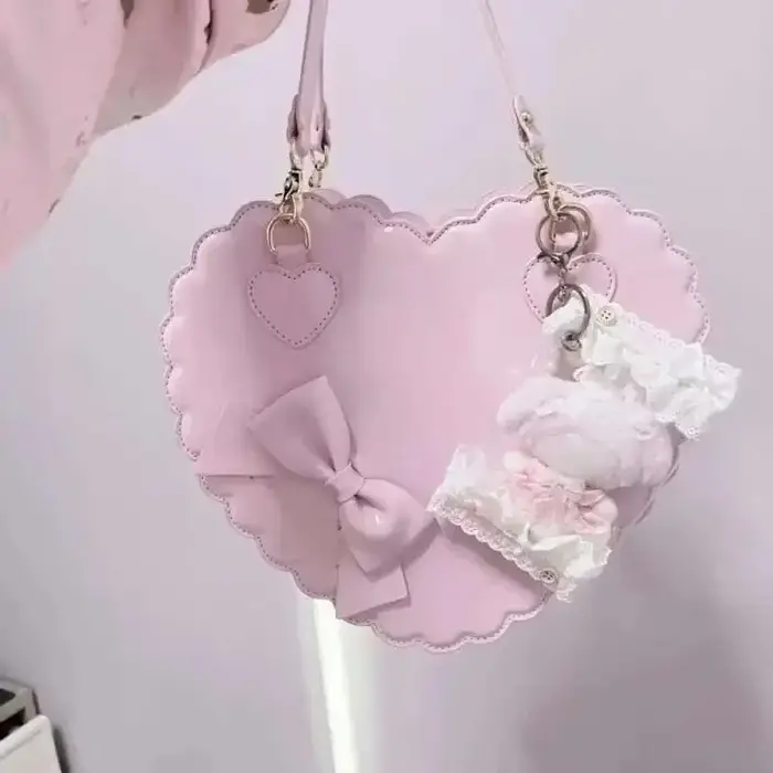 Sacs à main Lolita en forme de cœur en PU pour filles