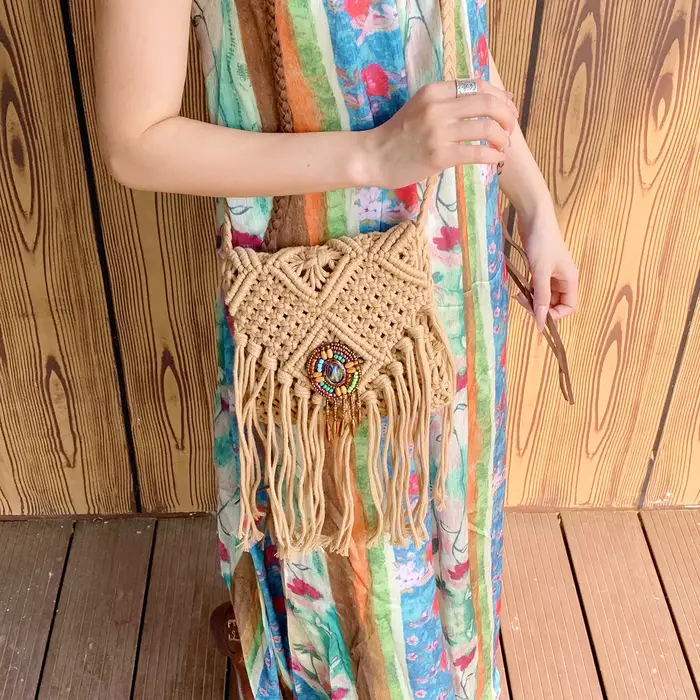 Nouveau sac bandoulière bohème en macramé pour femme