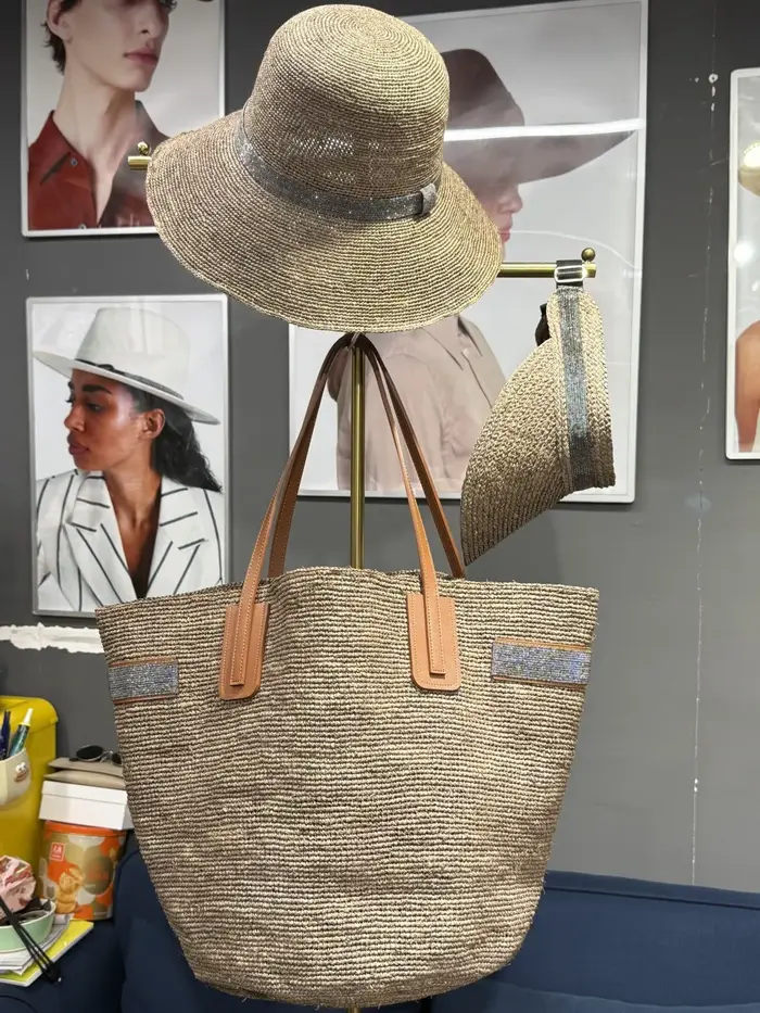 Nouveauté 2026 : Ensemble sac à main et chapeau en raphia tressé pour femme — Élégant