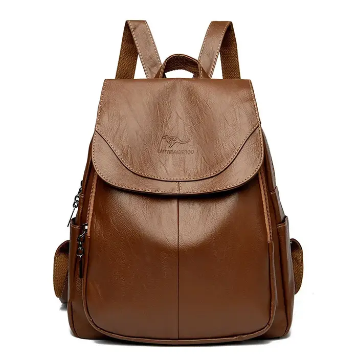 Sac à dos en cuir souple de grande capacité pour femmes