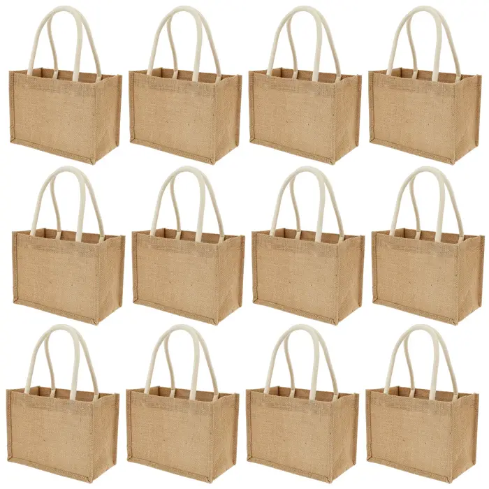 4-12 pièces toile de Jute fourre-tout sac à provisions Portable femmes