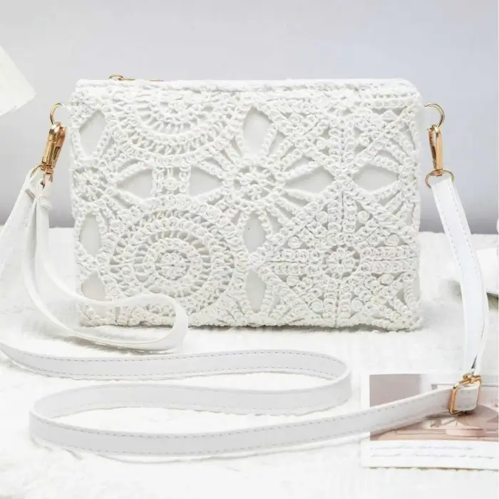 2025 Style bohème polyvalent évider bandoulière tissé sac décontracté plage florale femmes sac