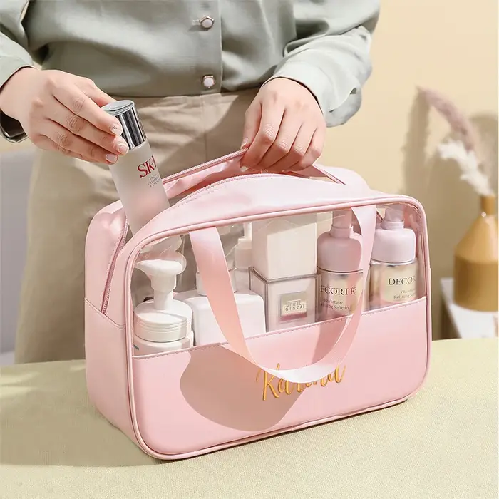 Sac à cosmétiques personnalisé avec coutures brodées