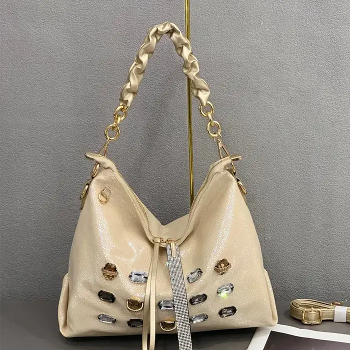 Sac à motif perlé et scintillant tendance - Nouveau style de sac à bandoulière grande capacité pour femme - Sac