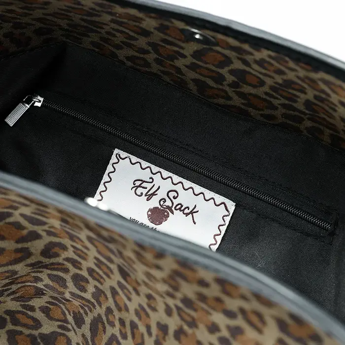 ELFSACK Y2K Sac fourre-tout de grande capacité avec lettres graphiques léopard brodées pour femme