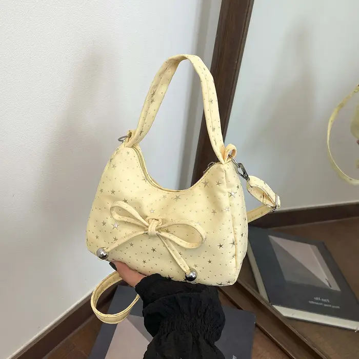 Sac à bandoulière Hobo jaune pâle à imprimé étoiles pour femme