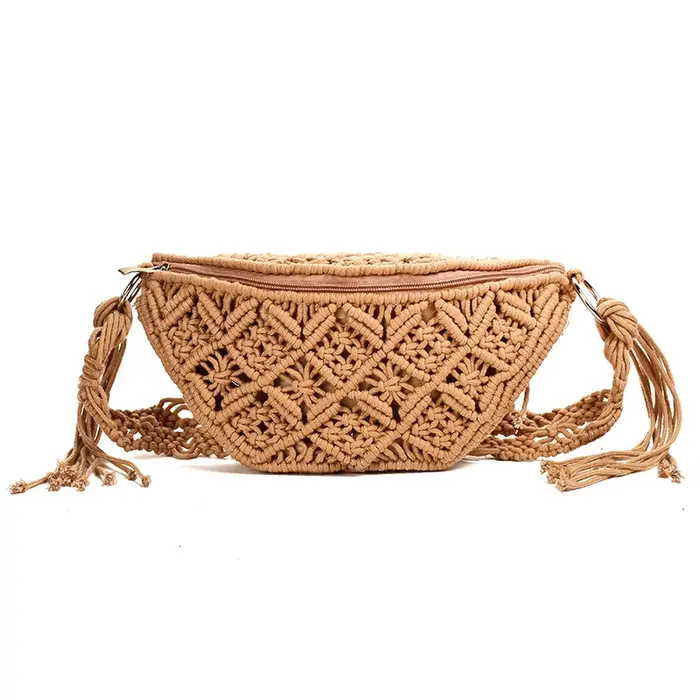 Sac de plage bohème tissé à la main avec pompons, crochet en coton évidé, fourre-tout de voyage, sac