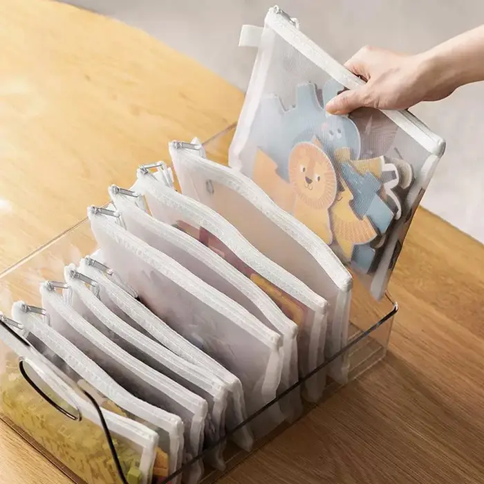 Sac à documents en poudre à fermeture éclair en maille