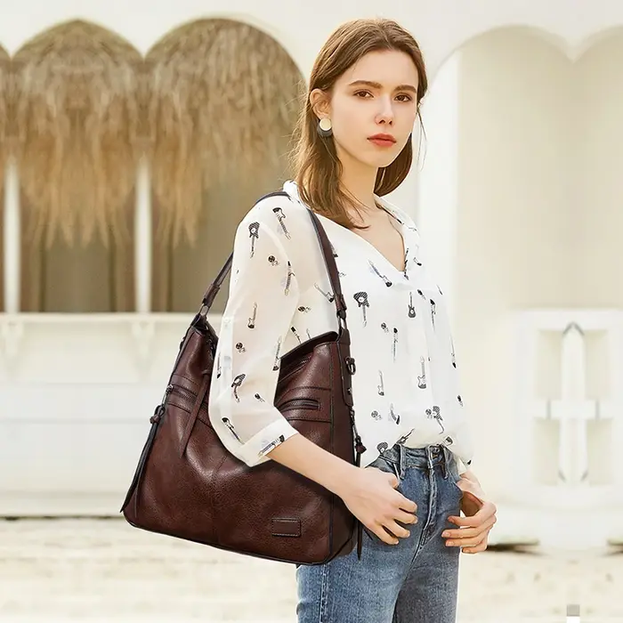 Grand sac messager en cuir pour femme