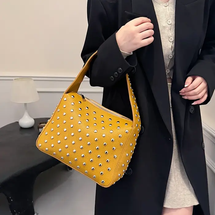 RiSALE-Sac à Main à Bandoulière de Style Punk Noir