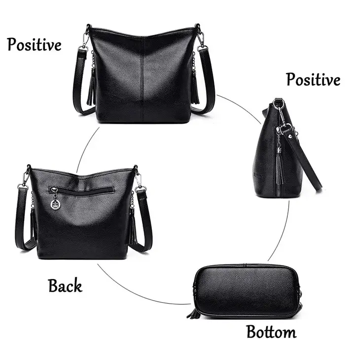 Sac à main en cuir avec pompon pour femme