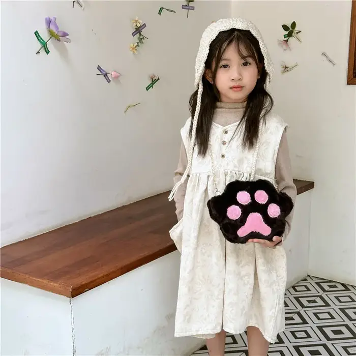 Sac à bandoulière en peluche pour fille