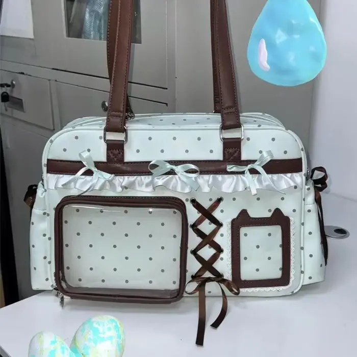 Sac fourre-tout à nœud doux et mignon pour femmes, Double couche, grande capacité, affichage de poup