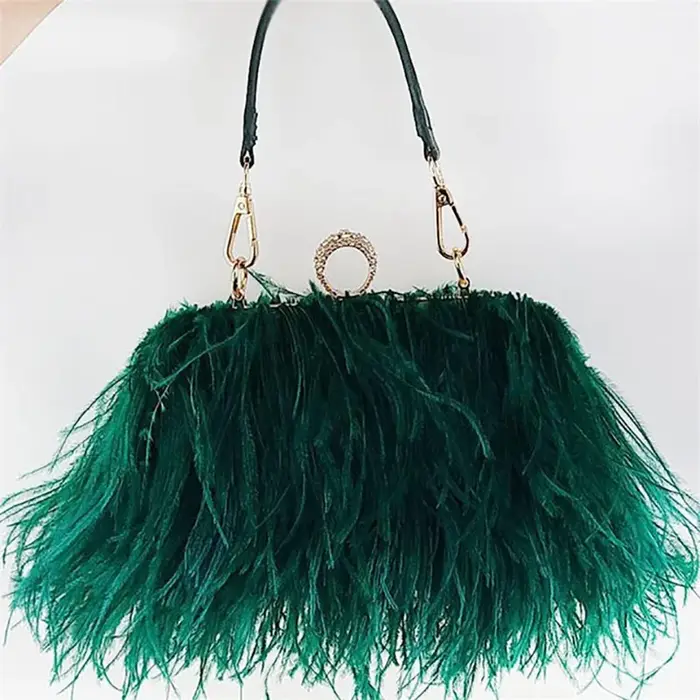 Sacs à main de luxe en plumes d'autruche pour femmes