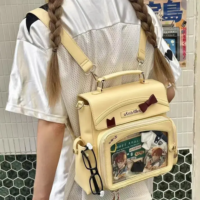 Mode arc Original Mochilas Mujer mignon rétro Mochila carré Ita sac Transparent Bolsas multi-fonction Jk sac à dos