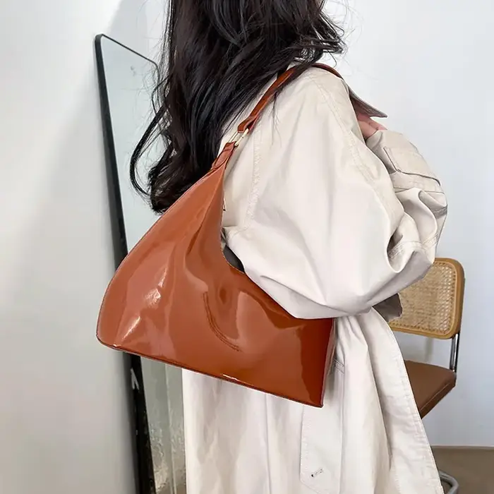 Sac à bandoulière Vintage brillant en cuir PU pour femmes