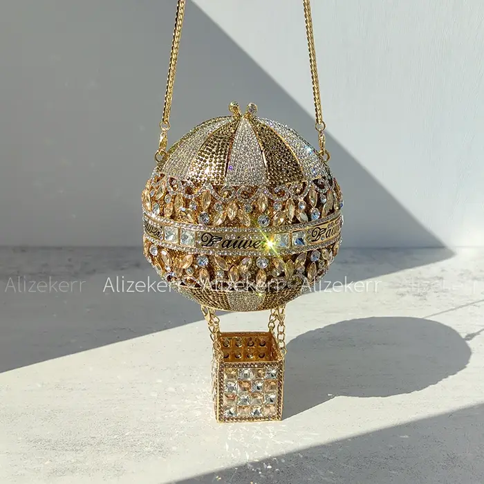 Alizekerr sacs de soirée en cristal en forme de ballon à Air chaud femmes de luxe chic Unique strass