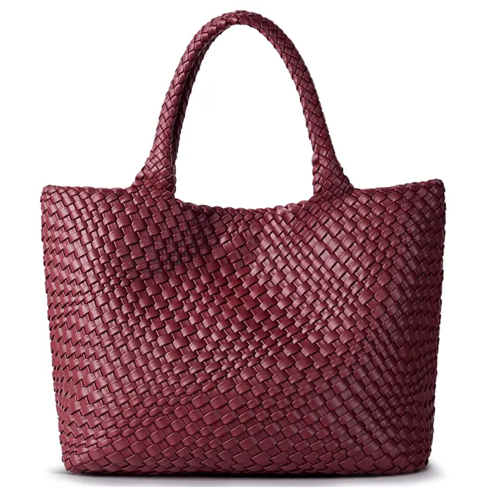 Sac fourre-tout tissé pour femme, sacs à main à bandoulière en cuir végétalien, fourre-tout de plage