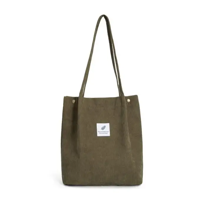 Sac à bandoulière en velours côtelé grande capacité, sac de shopping et de rangement portable, style