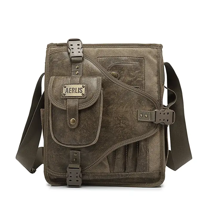 Sac à main en toile avec fermeture éclair pour homme