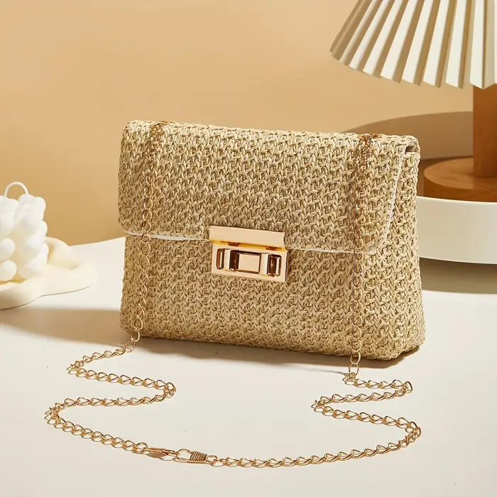 Sac à bandoulière tissé à la main en paille pour femmes