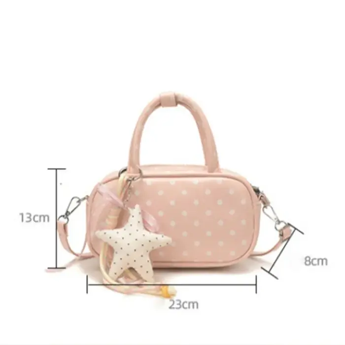 Sac à main à pois 2026 Nouvelle collection Printemps Tendance Mode Sac bowling à fermeture éclair Sac chic classique à porter sous le bras Style vintage pour femme