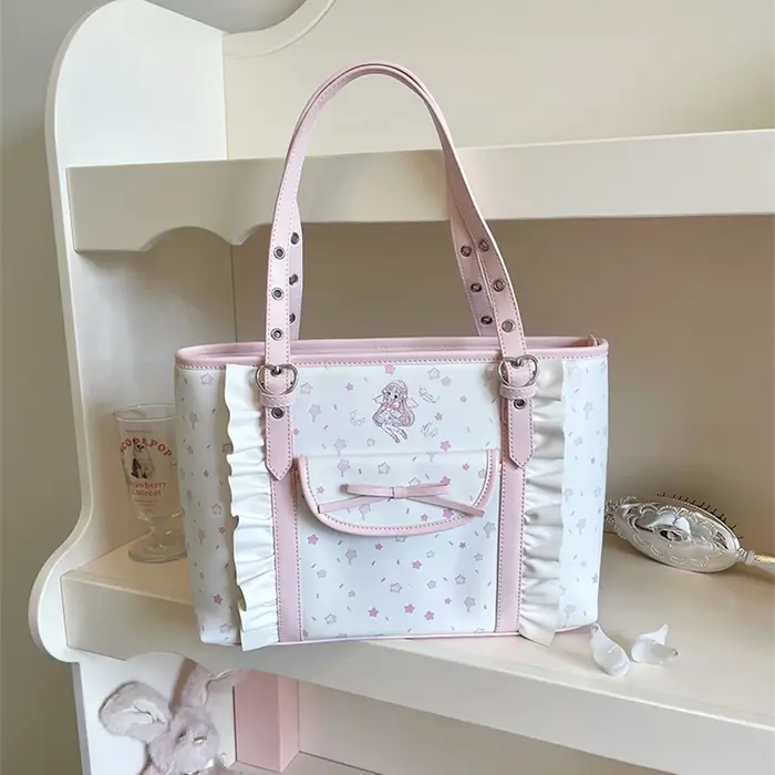 Sac fourre-tout rose en cuir PU pour femme