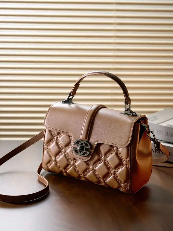 Nouveau sac pour femme à motif matelassé en cuir véritable-sac à bandoulière/sac fourre-tout à chaîn