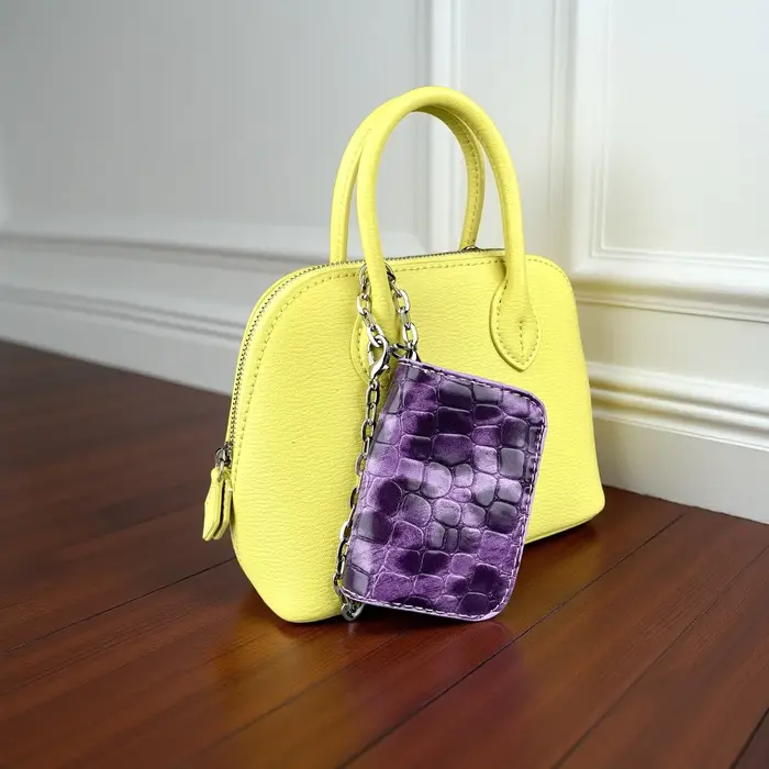 Mini sac messager en cuir PU – Porte-monnaie/étui pour écouteurs tendance en PU gaufré effet croco