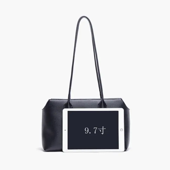 Sac à poignée supérieure noir en cuir Pu souple, fourre-tout de couleur unie avec fermeture éclair, sac à bandoulière simple pour femmes, grande capacité décontracté polyvalent