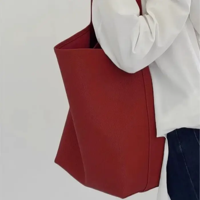 Sac fourre-tout rétro à coutures rouges pour femmes