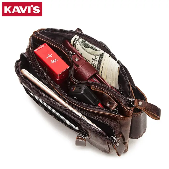 KAVIS Sac messager pour homme en cuir
