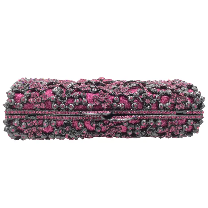 Pochette de Soirée Fuchsia FGG en Strass pour Femme
