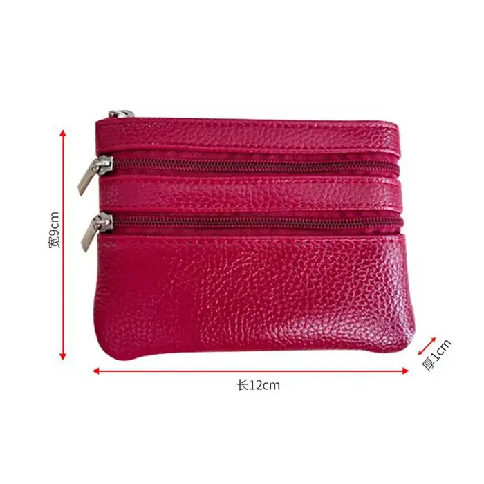 3 pochettes portefeuilles de poche femmes petit porte-monnaie en cuir PU fermeture éclair changement sacs d'argent