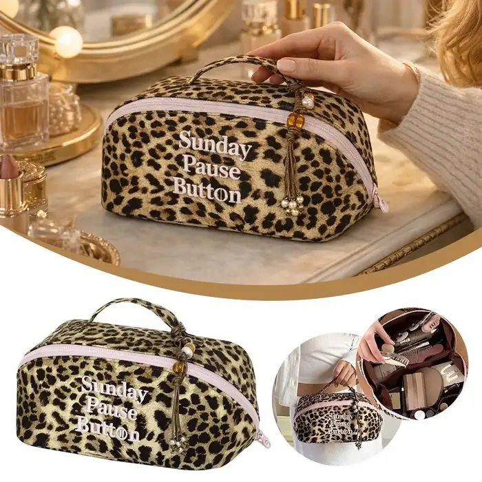 Sac fourre-tout léopard vintage tendance grande capacité avec fermeture éclair