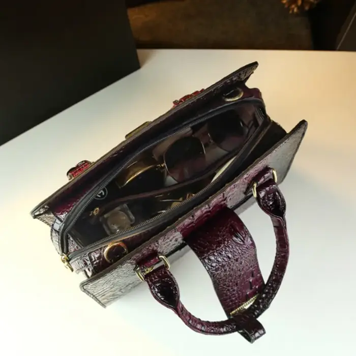 Sac à main pour femme, motif imitation crocodile, design rétro décontracté, bandoulière, grande capacité, pour usage quotidien