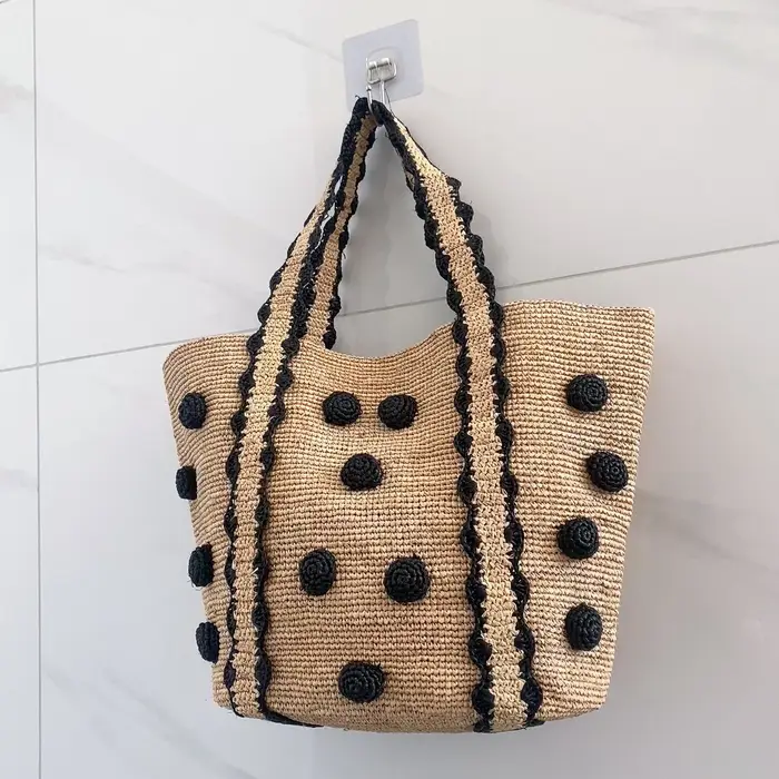 Sac fourre-tout en raphia fait main pour femme