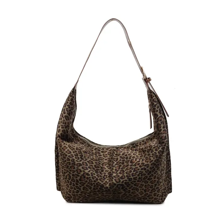 Faux daim léopard grande capacité sacs à bandoulière automne rétro polyvalent femmes