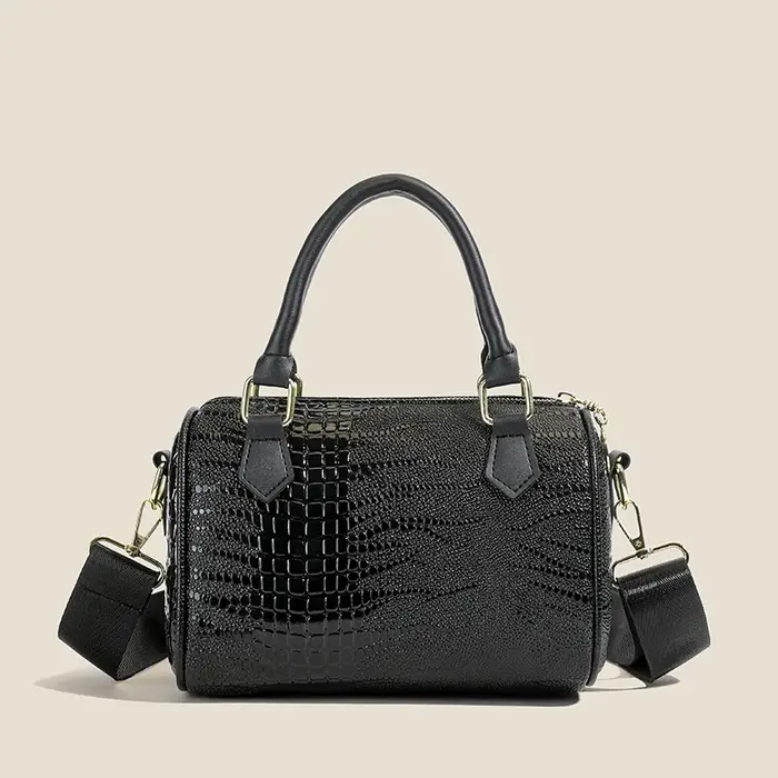 Petit sac à main mode femme sac à bandoulière couleur unie noir