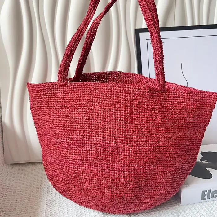 Sac fourre-tout vintage en raphia tressé