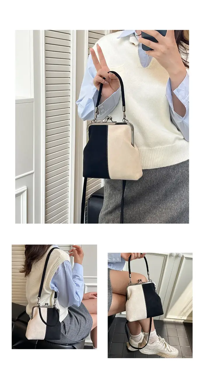 Sac carré de petite taille de couleur contrastée haut de gamme pour femmes