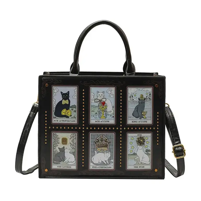 Sac fourre-tout femme haut de gamme, nouvelle collection été, avec broderie délicate et imprimé chat