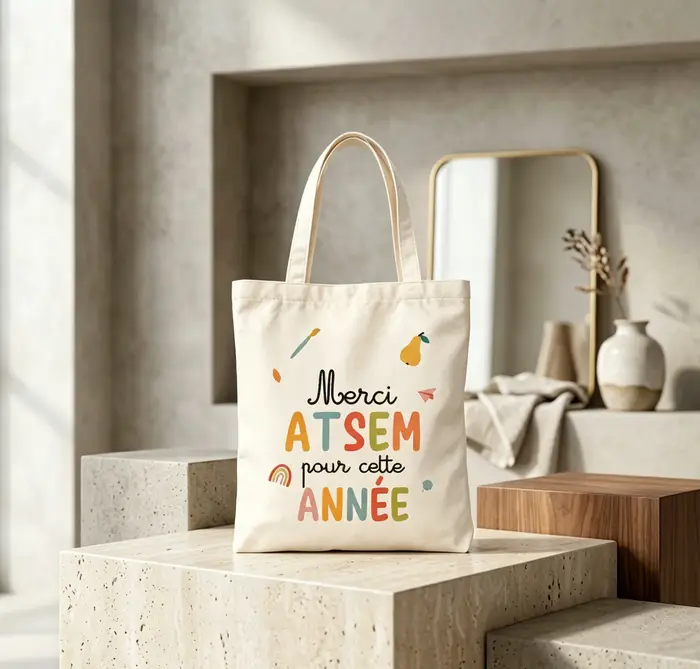 Sac fourre-tout au design ATSEM inspiré de l'école française - Sacs de courses durables en polyester