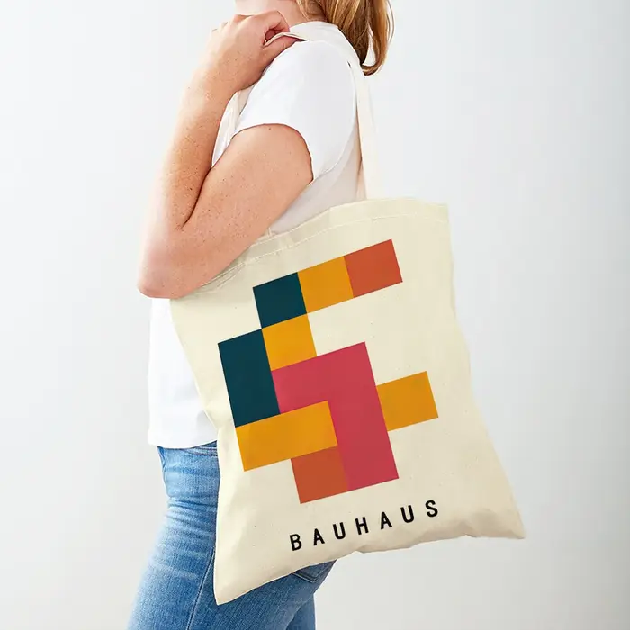 Bauhaus minimaliste femmes sacs à provisions Double impression décontracté toile sac à bandoulière pour enfant abstrait couleur bloc Shopper sac