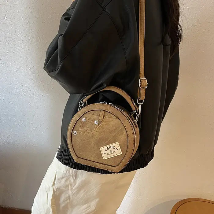 Sac à Main Rond Rétro à Bandoulière pour Femme