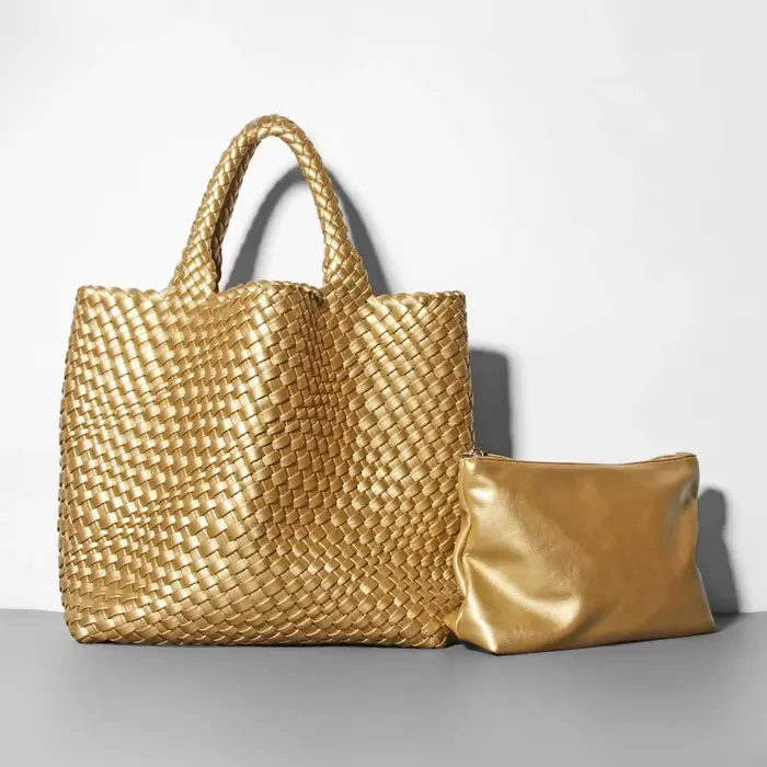 Nouveaux sacs à main tissés en maille dorée grande capacité 2026 pour femmes
