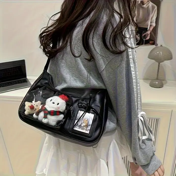 Sac messager transparent tendance | Sac à main pour femme - Sac bandoulière en similicuir synthétique rouge - avec