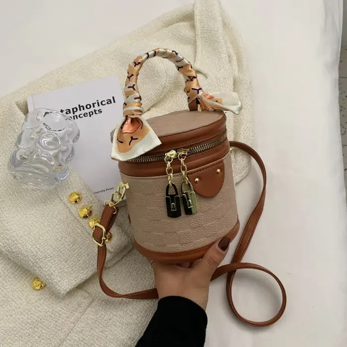 Sac à bandoulière mini tendance pour femme – Nouvelle collection été – Sac cylindrique rond en cuir PU
